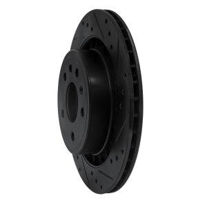 Saab 9-5 Brake Rotor (1) - Rear Right - R1 Concepts - Drilled & Slotted - Black - `02-`10